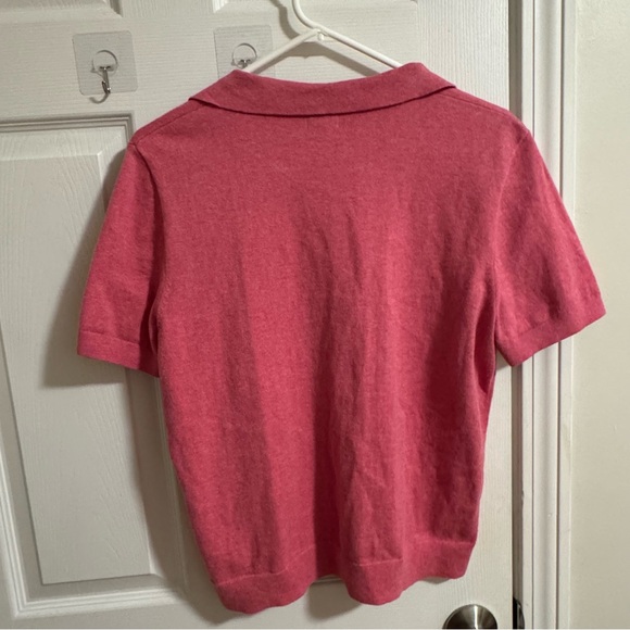 J CREW Short-Sleeve Cotton-Blend Sweater-Polo in Amaranth Pink Size M - Picture 8 of 11